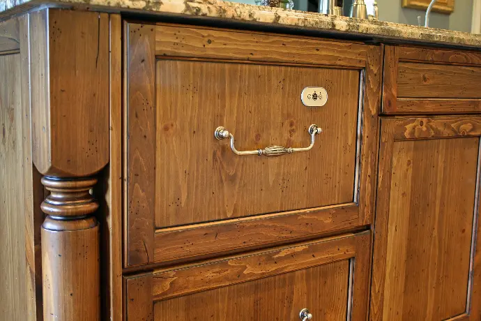 Knotty Pine Island Corner Detail Knotty Pine Island Corner Detail